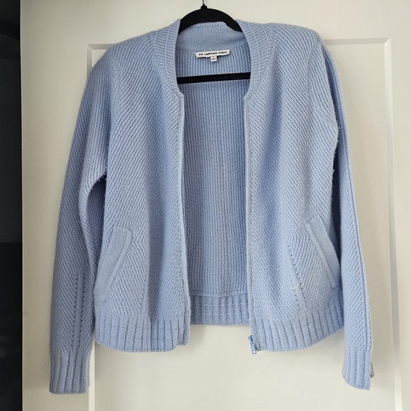 100% Cashmere Cozy Light Blue Women's Cardigan - Picture 1 of 5